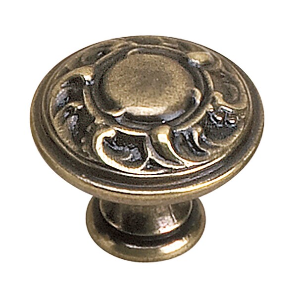 Richelieu 1 3/16 in (30 mm) Burnished Brass Traditional Cabinet Knob - 2440130BB