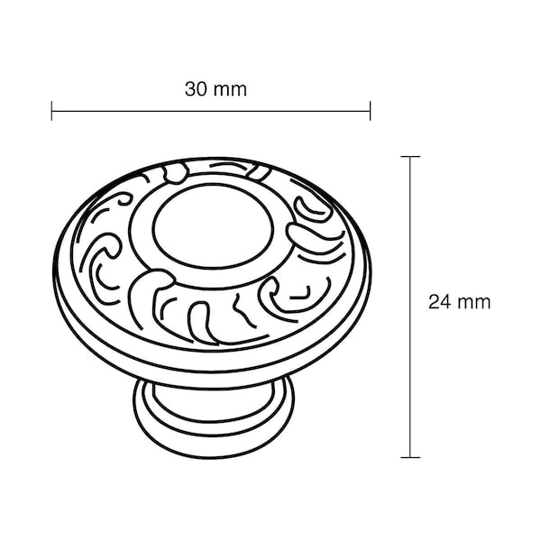 Richelieu 1 3/16 in (30 mm) Burnished Brass Traditional Cabinet Knob - 2440130BB