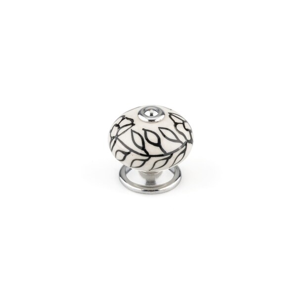 Richelieu 1 9/16 in (40 mm) Almond, Black, Chrome Eclectic Cabinet Knob - BP6347401404090