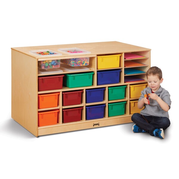 Jonti-Craft Mobile Twin Storage Island, with Colored Trays - 6951JC