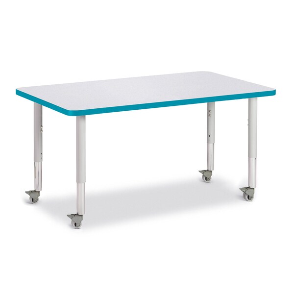 Jonti-Craft Berries Rectangle Activity Table, 30 in. x 48 in., Mobile, Freckled Gray/Teal/Gray - 6473JCM005