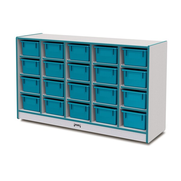 Jonti-Craft Rainbow Accents 20 Cubbie-Tray Mobile Storage, with Trays, Teal - 0421JCWW005