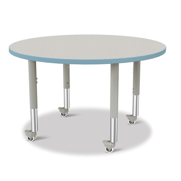 Jonti-Craft Berries Round Activity Table, 42 in. Diameter, Mobile, Freckled Gray/Coastal Blue/Gray - 6468JCM131