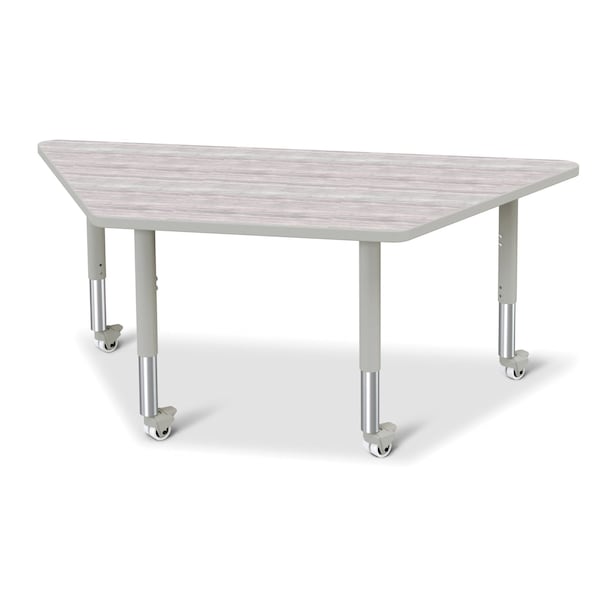 Jonti-Craft Berries Trapezoid Activity Table, 30 in. x 60 in., Mobile, Driftwood Gray/Gray/Gray - 6443JCM450