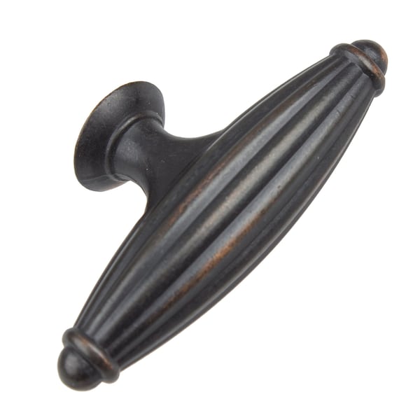 Gliderite Hardware 2-1/2 in. Oil Rubbed Bronze Fluted Cabinet T-Knob - 4047-ORB, 5PK - 4047-ORB-5