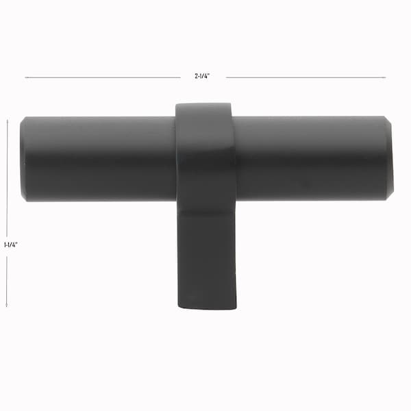 Gliderite Hardware 2-1/4 in. Matte Black Solid Steel Cabinet T-Knob - 4002-T-MB, 10PK - 4002-T-MB-10