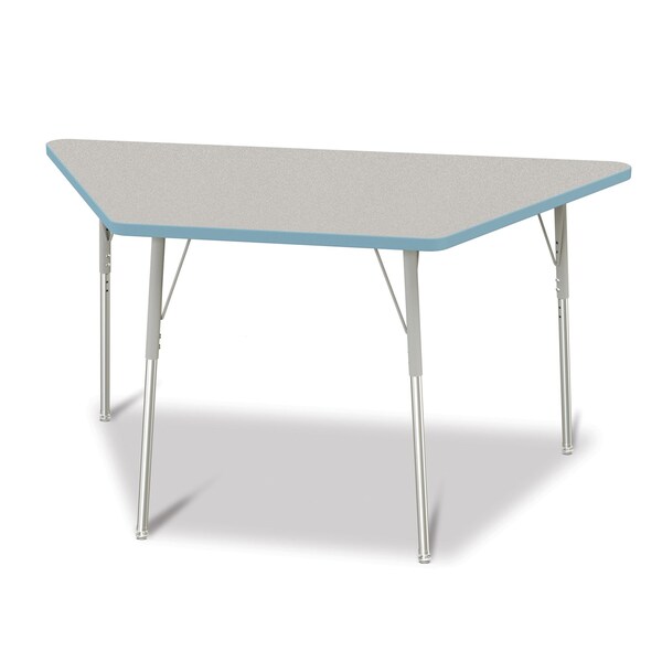 Jonti-Craft Berries Trapezoid Activity Tables, 30 in. x 60 in., A-height, Freckled Gray/Coastal Blue/Gray - 6443JCA131