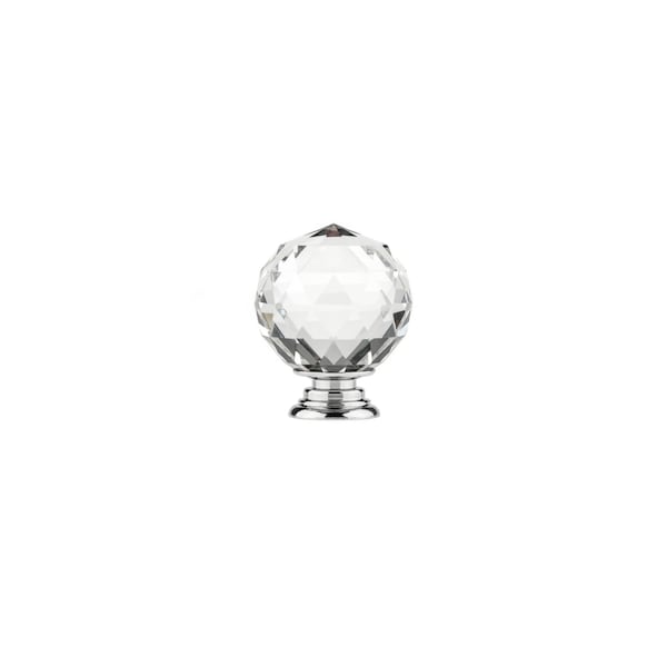 Richelieu 2 in (50 mm) Clear, Crystal, Chrome Contemporary Metal, Crystal Cabinet Knob - BP87375014011