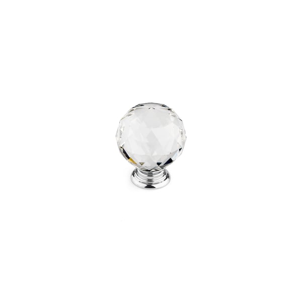 Richelieu 2 in (50 mm) Clear, Crystal, Chrome Contemporary Metal, Crystal Cabinet Knob - BP87375014011