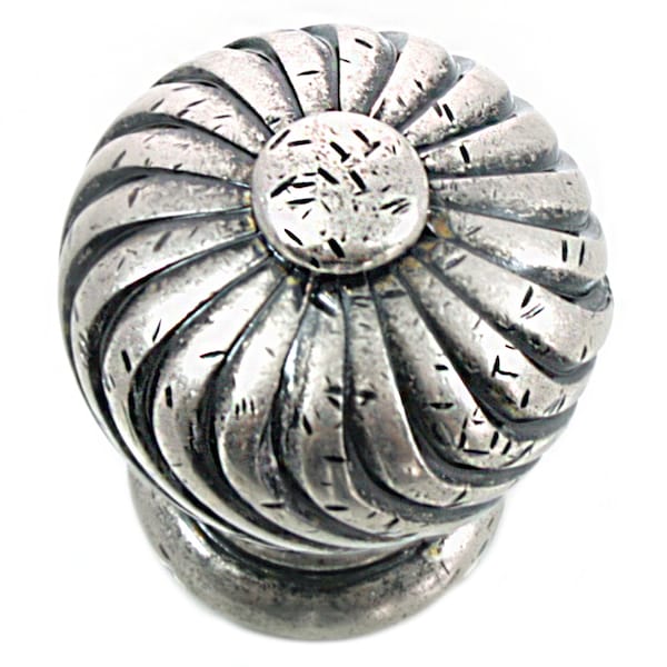 Mng 1 1/4" Knob, French Twist, Distressed Pewter - 83964