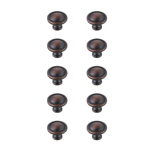 Plaza 1.2 in. Garlande Oil-Rubbed Bronze Mushroom Knob, Set of 10 - PL2960305