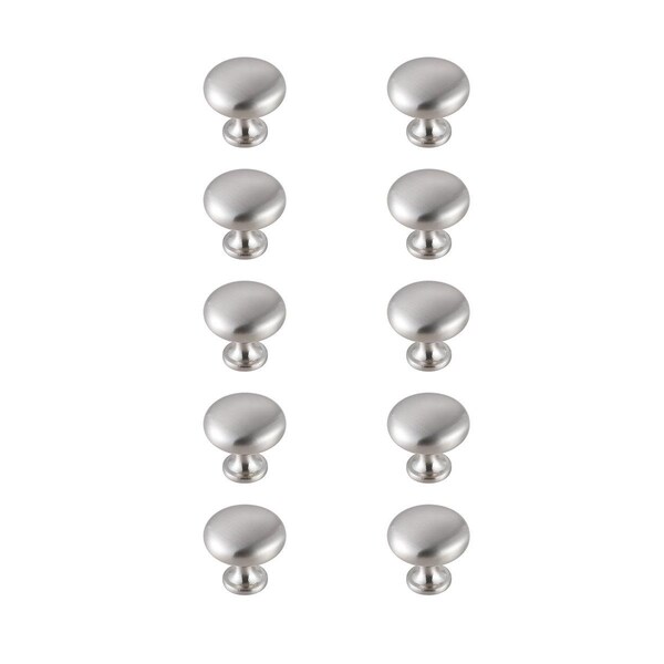 Elegant Decor 1.2 in. Dia. Cadon Multipack Mushroom Knob, Brushed Nickel, 10PK - KB2002-NK-10PK
