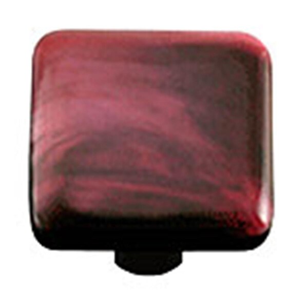 Towels Usa Swirl Dark Cranberry Square Glass Cabinet Knob - Black Post - TO711885