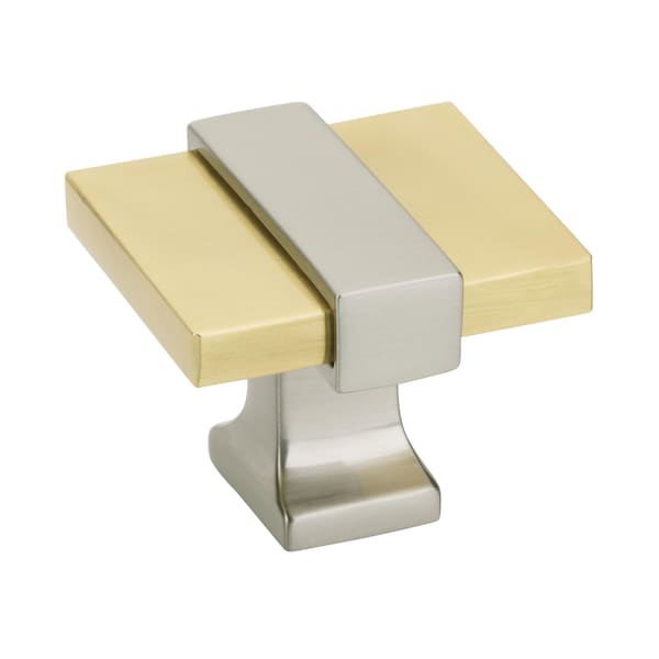 Amerock Overton 1-3/8 in 35 mm Length Brushed Gold/Satin Nickel Cabinet Knob - BP36680BGLG10
