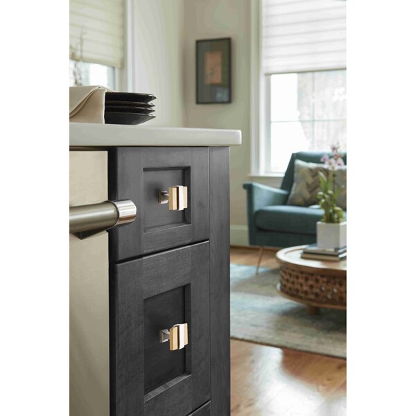 Amerock Overton 1-3/8 in 35 mm Length Brushed Gold/Satin Nickel Cabinet Knob - BP36680BGLG10