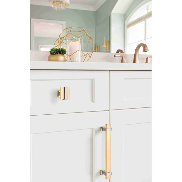 Amerock Overton 1-3/8 in 35 mm Length Brushed Gold/Satin Nickel Cabinet Knob - BP36680BGLG10