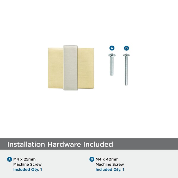 Amerock Overton 1-3/8 in 35 mm Length Brushed Gold/Satin Nickel Cabinet Knob - BP36680BGLG10