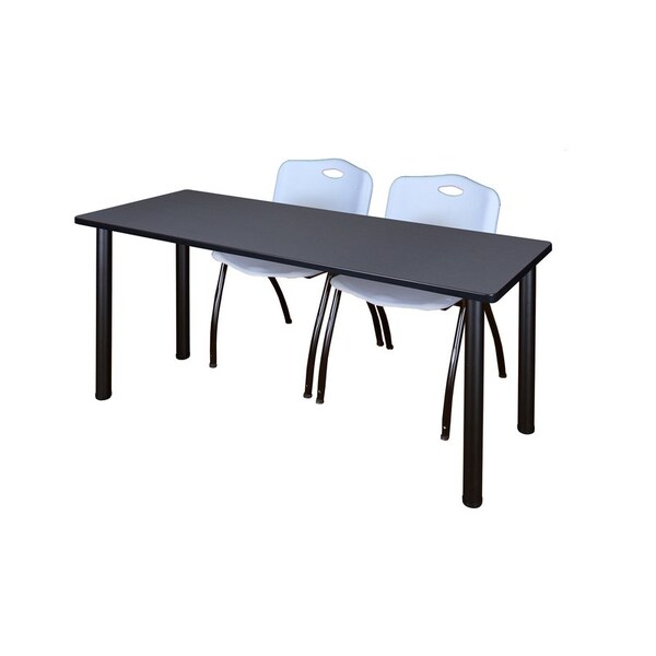Kee Rectangle Tables > Training Tables > Kee Table & Chair Sets, 66 W, 24 L, 29 H, Grey - MT6624GYBPBK47GY