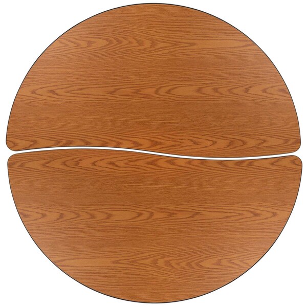 Flash Furniture Round 47.5 W, 48 L, 30 H, Chrome, Laminate, Particleboard, Steel, Wood Grain - XU-GRP-A48-HCIRC-OAK-T-A-CAS-GG