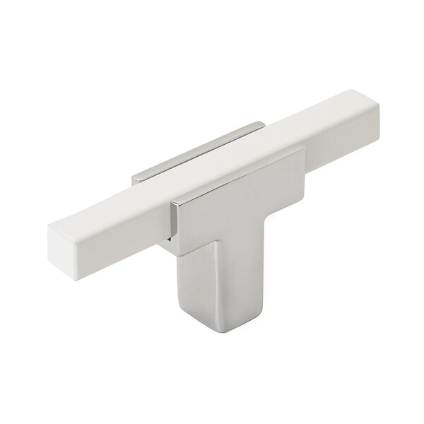 Amerock Urbanite 2-5/8 in 67 mm Length Polished Chrome/White Cabinet Knob - BP6726WHT