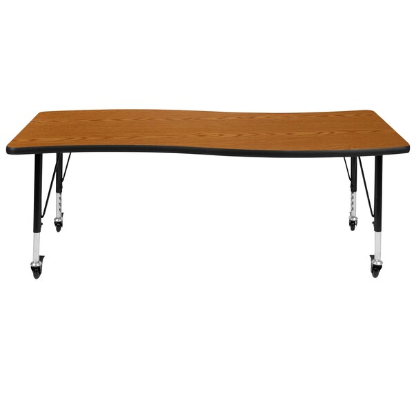 Flash Furniture Rectangle 26 W, 60 L, 25 H, Chrome, Laminate, Particleboard, Steel, Wood Grain - XU-A3060-CON-OAK-T-P-CAS-GG