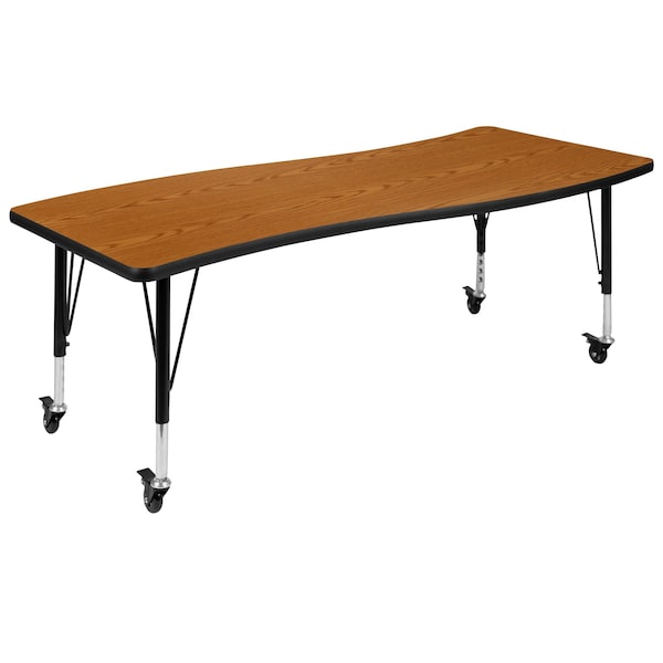 Flash Furniture Rectangle 26 W, 60 L, 25 H, Chrome, Laminate, Particleboard, Steel, Wood Grain - XU-A3060-CON-OAK-T-P-CAS-GG