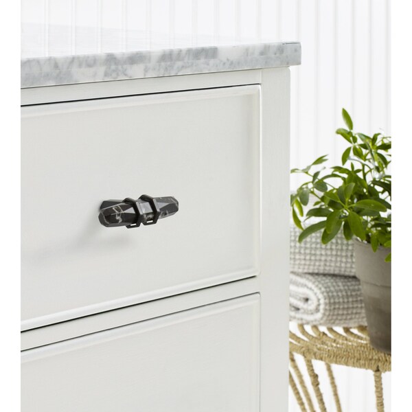 Amerock Carrione 2-1/2 in 64 mm Length Marble Black/Black Bronze Cabinet Knob - BP36647MBKBBR