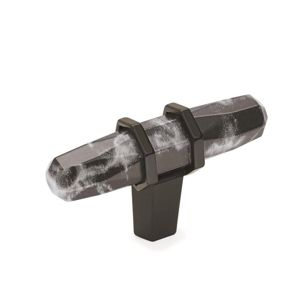 Amerock Carrione 2-1/2 in 64 mm Length Marble Black/Black Bronze Cabinet Knob - BP36647MBKBBR
