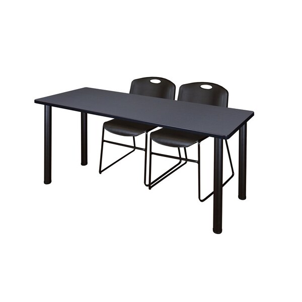 Kee Rectangle Tables > Training Tables > Kee Table & Chair Sets, 66 W, 24 L, 29 H, Grey - MT6624GYBPBK44BK