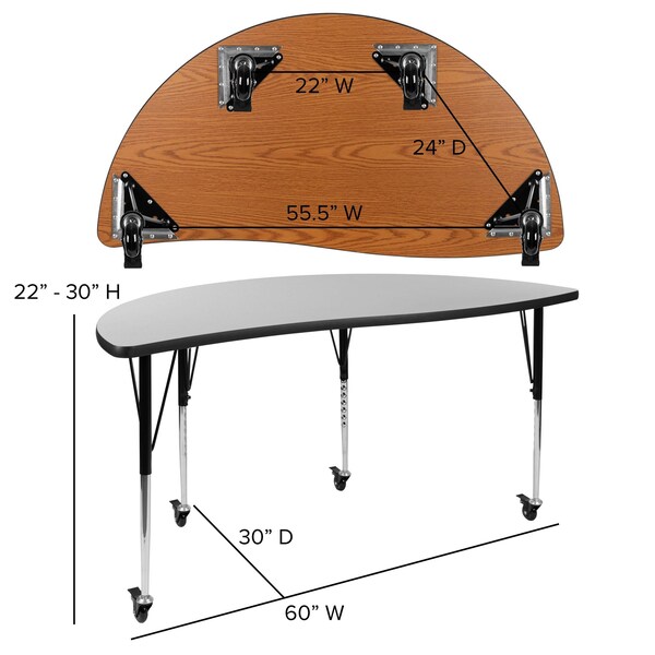 Flash Furniture Round 60 W, 60 L, 30 H, Chrome, Laminate, Particleboard, Steel, Grey - XU-GRP-A60-HCIRC-GY-T-A-CAS-GG
