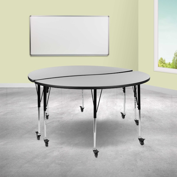 Flash Furniture Round 60 W, 60 L, 30 H, Chrome, Laminate, Particleboard, Steel, Grey - XU-GRP-A60-HCIRC-GY-T-A-CAS-GG