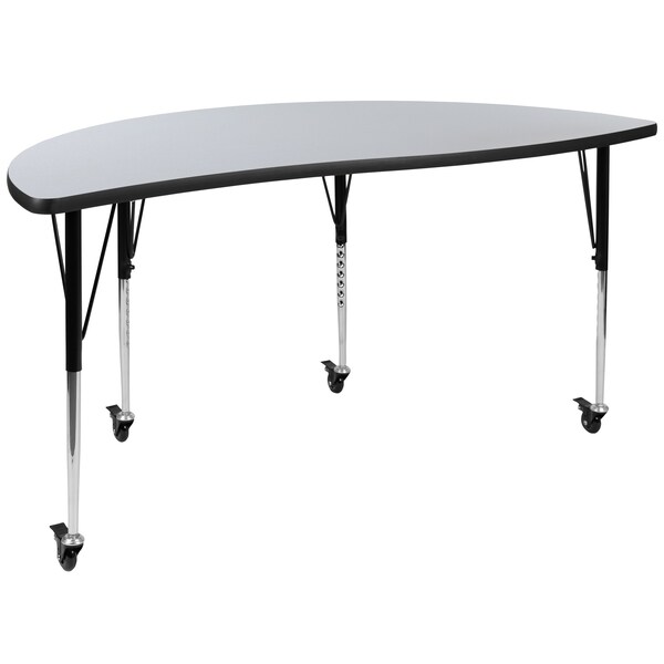 Flash Furniture Round 60 W, 60 L, 30 H, Chrome, Laminate, Particleboard, Steel, Grey - XU-GRP-A60-HCIRC-GY-T-A-CAS-GG