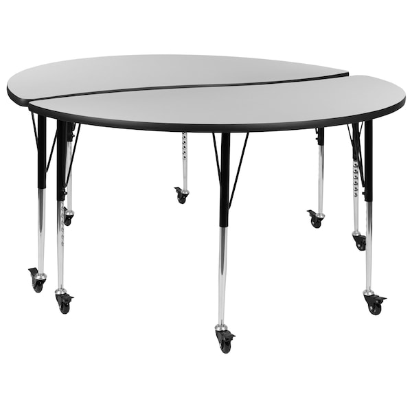Flash Furniture Round 60 W, 60 L, 30 H, Chrome, Laminate, Particleboard, Steel, Grey - XU-GRP-A60-HCIRC-GY-T-A-CAS-GG