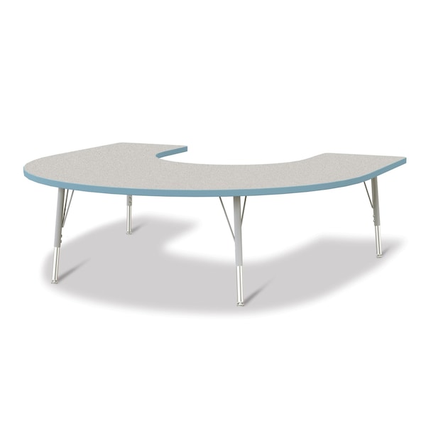 Jonti-Craft Berries Horseshoe Activity Table, 66 in. x 60 in., E-height, Freckled Gray/Coastal Blue/Gray - 6445JCE131