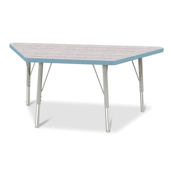Jonti-Craft Berries Trapezoid Activity Table, 24 in. x 48 in., E-height, Driftwood Gray/Coastal Blue/Gray - 6438JCE452