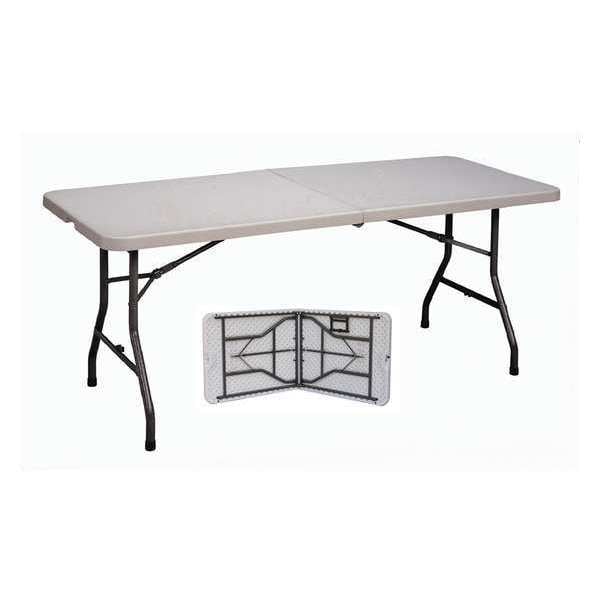 Correll Rectangle Economy Blow Molded Folds in Half Folding Utility Table, Blow Molded Plastic Top - CP3072FM-23