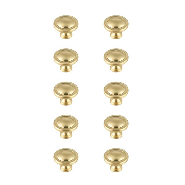 Plaza 1.2 in. Dia. Garlande Multipack Mushroom Knob, Brushed Gold, 10PK - PL2222699