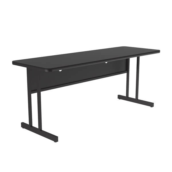 Correll Rectangle Computer or Training Desk Height Work Station, 24" W, 72" L, 29" H, Black Grantie - WS2472-07