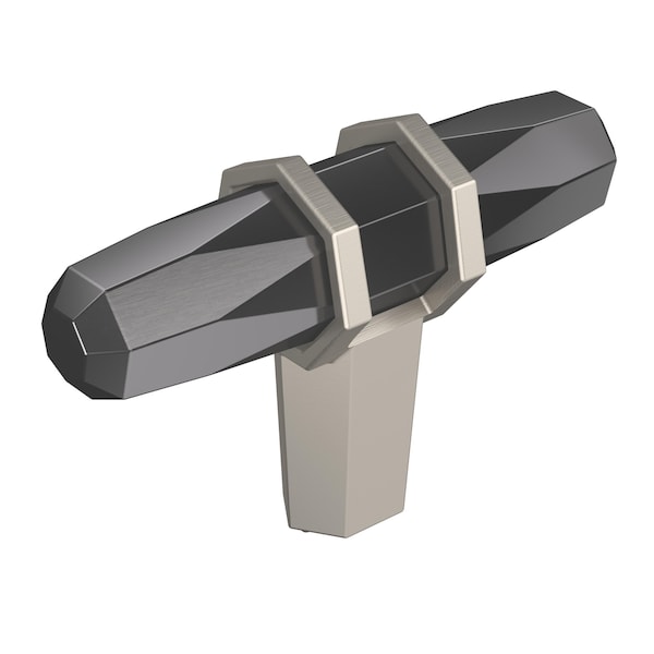 Amerock London 2-1/2 in 64 mm Length Black Chrome/Satin Nickel Cabinet Knob - BP36647BCRG10
