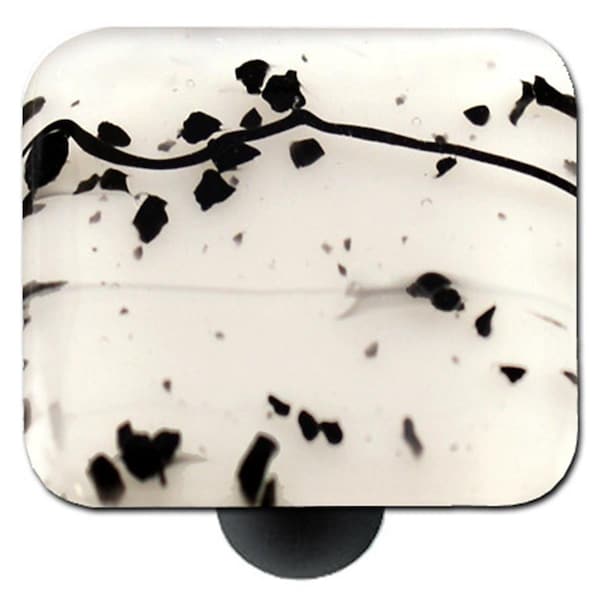 Towels Usa Mardi Gras Black with White Square Glass Cabinet Knob - Black Post - TO2522006