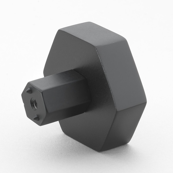 Gliderite Hardware 1-1/2 in. Hexagon Knob Matte Black, 5PK - 5824-MB-5