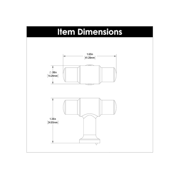 Hickory Hardware T-Knob 1-5/8 Inch X 5/8 Inch, 10PK - H077850CH-10B