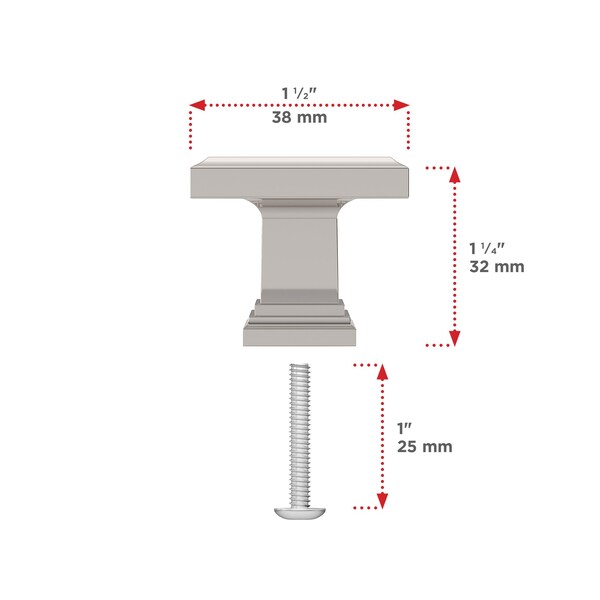 Richelieu Mirabel Collection 1 1/2 in (38 mm) x 15/16 in (24 mm) Polished Nickel Transitional Cabinet Knob - BP79538180