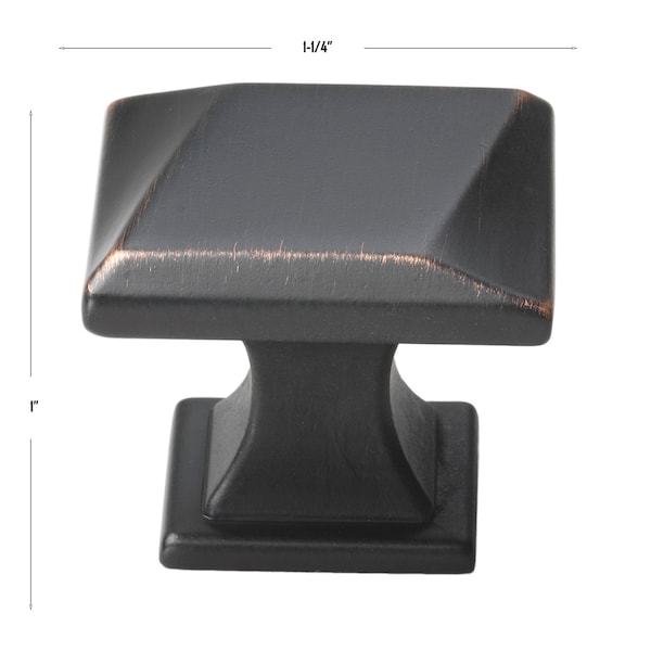 Gliderite Hardware 1-1/4 in. Square Twisted Knob Oil Rubbed Bronze, 10PK - 5865-ORB-10