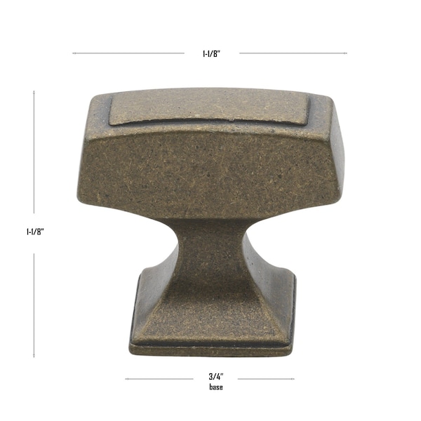 Gliderite Hardware 1-1/8 in. Rectangle Cabinet Knob - 87390-AB, 10PK - 87390-AB-10