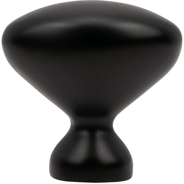 Designperfect 1-1/4 Overall Length Oval Cabinet Knob, Matte/Flat Black - DPA-B7KBLK