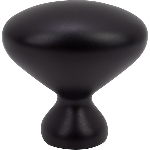 Designperfect 1-1/4 Overall Length Oval Cabinet Knob, Matte/Flat Black - DPA-B7KBLK