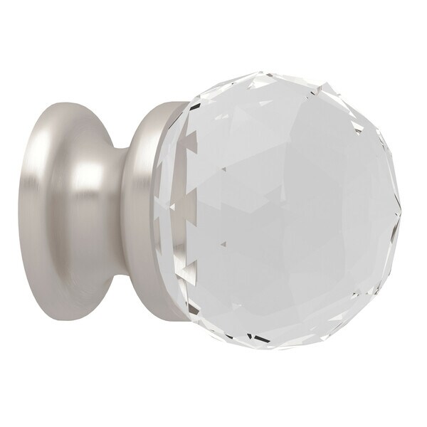 Rohl Italian Bath Single Crystal Pull Knob In Satin Nickel 1 1/8" Diameter - A1479CSTN