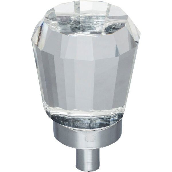 Jeffrey Alexander 1" Overall Length Polished Chrome Faceted Glass Harlow Cabinet Knob - G150PC