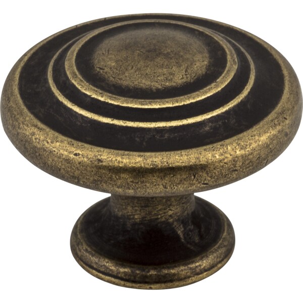 Elements By Hardware Resources 1-5/16" Diameter Distressed Antique Brass Round Arcadia Cabinet Knob - 107AEM